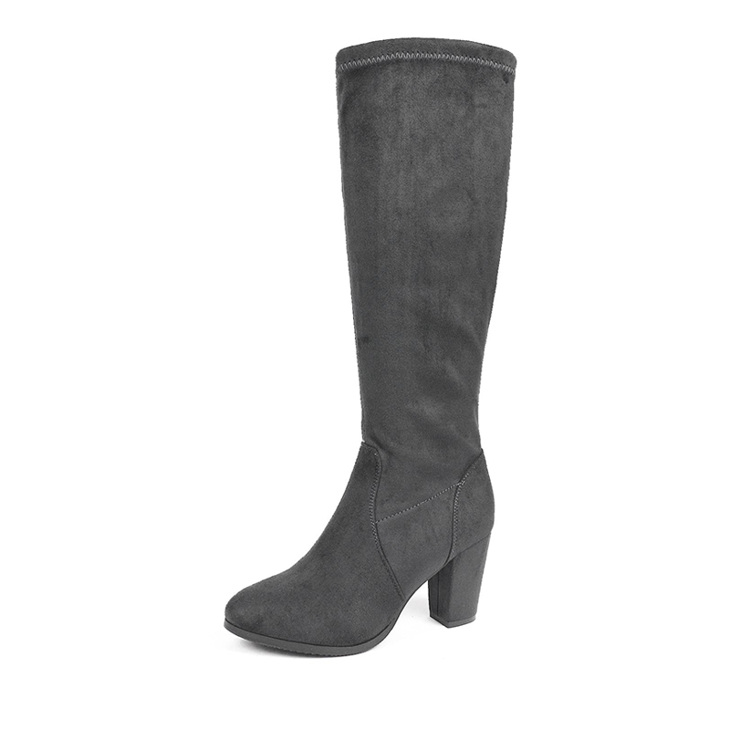DREAM PAIRS Round Toe Chunky Heel Knee High Boots