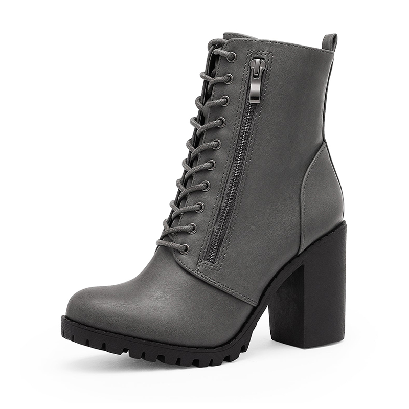 DREAM PAIRS Lace Up Chunky Heel Ankle Booties — view 1