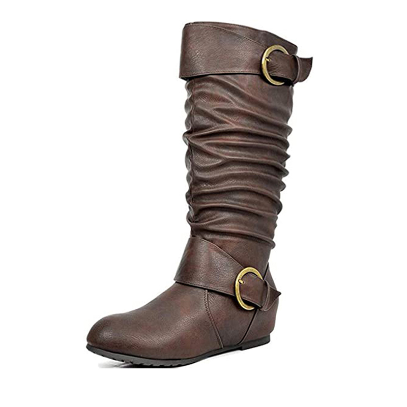 DREAM PAIRS Wide Calf Fur lined Low Hidden Wedge Boots — view 1