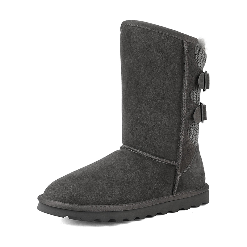 DREAM PAIRS FuzzyChic Buckle Fur Lined Non Slip Winter Boots