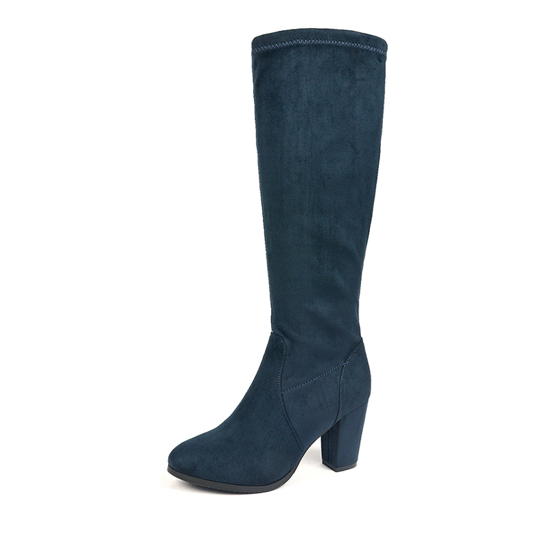 DREAM PAIRS Round Toe Chunky Heel Knee High Boots