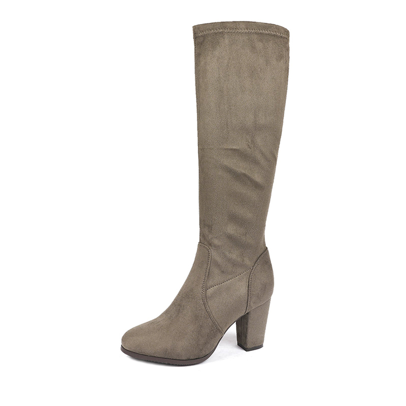 DREAM PAIRS Round Toe Chunky Heel Knee High Boots