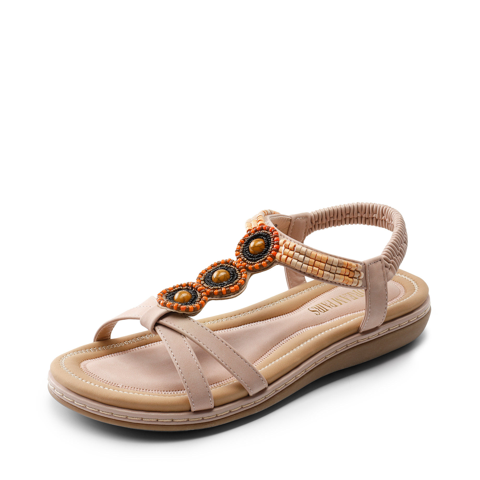 DREAM PAIRS Elastic Ankle Strap Bohemian Flat Sandals — view 1