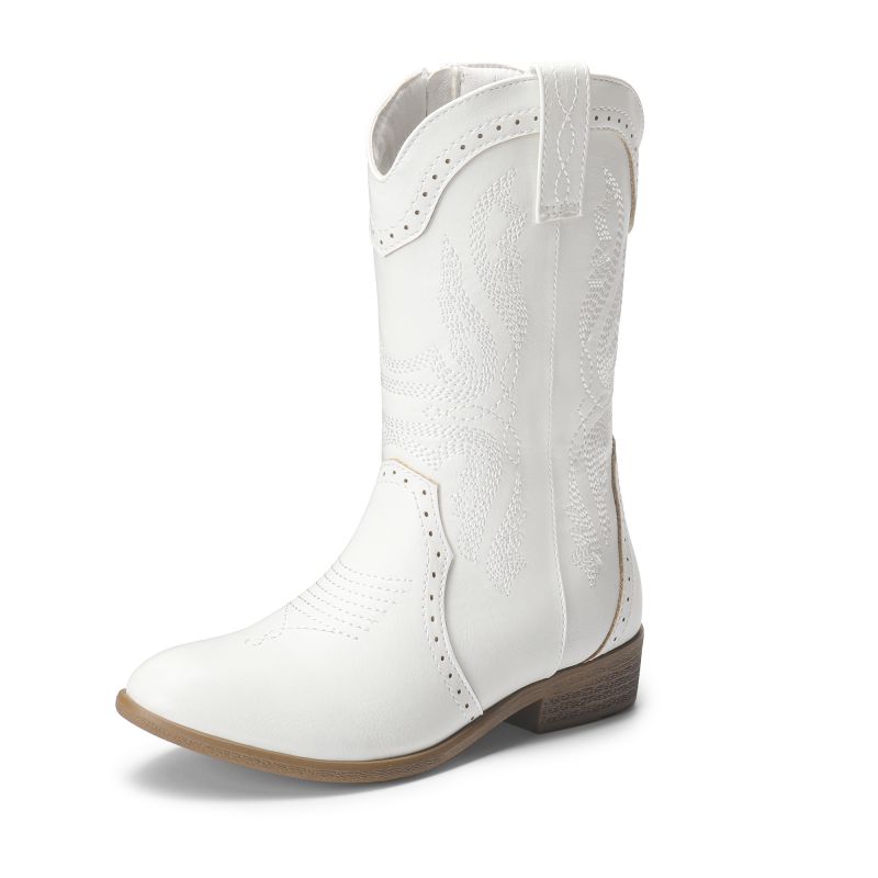 DREAM PAIRS Kids Embroidery Western Cowboy Boots