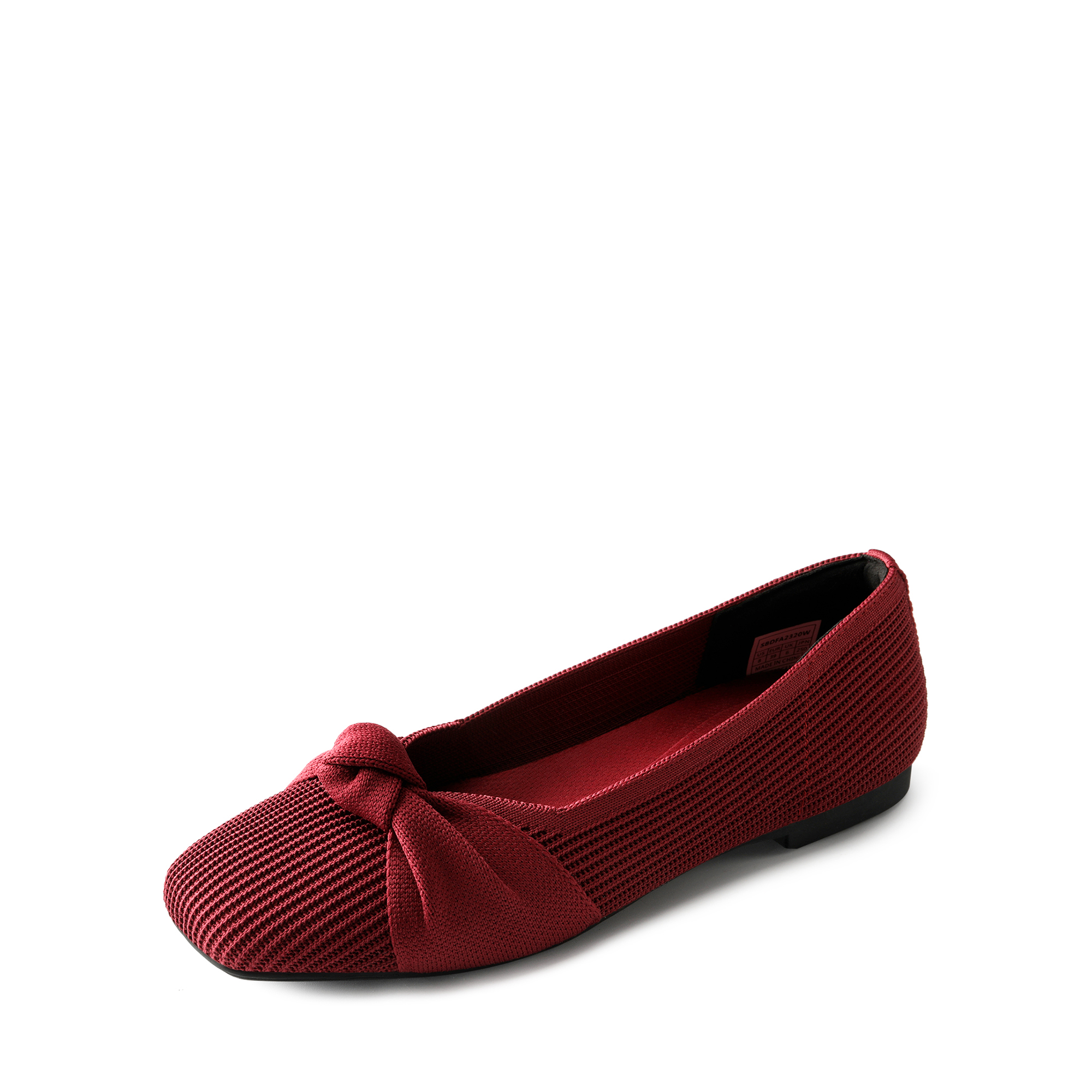DREAM PAIRS Elegant Square Toe Knit Bow Flats