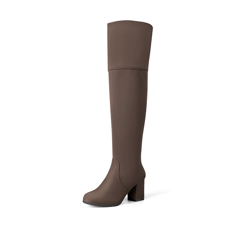 DREAM PAIRS Block Heel Suede Over The Knee Boots — view 3