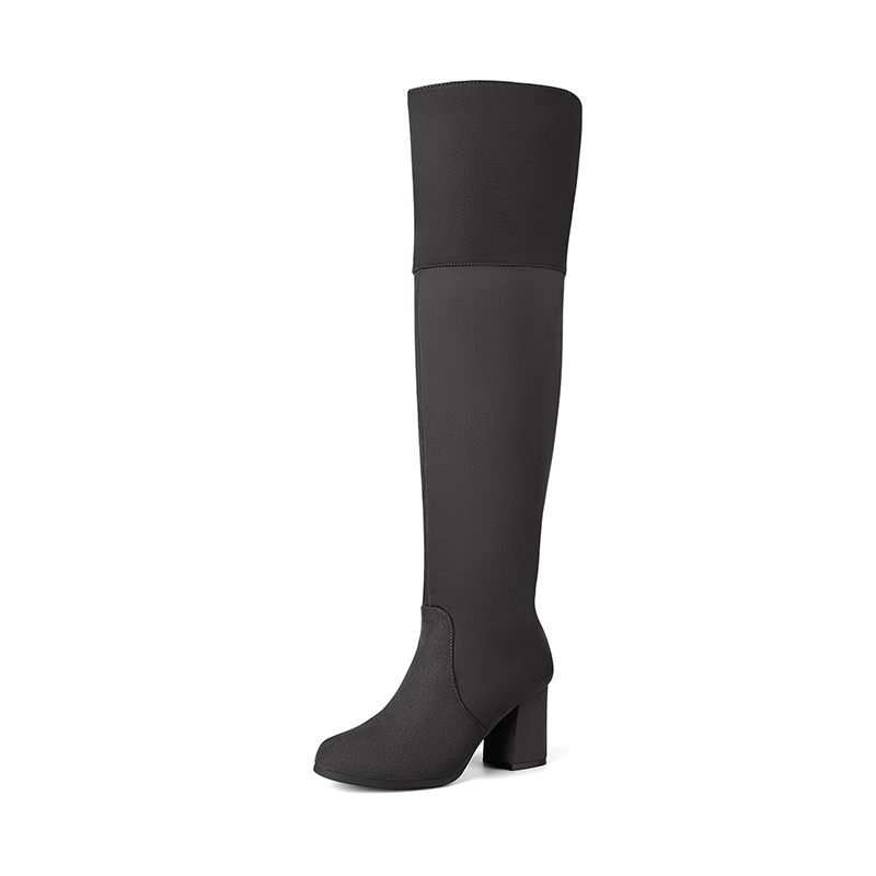 DREAM PAIRS Block Heel Suede Over The Knee Boots — view 2