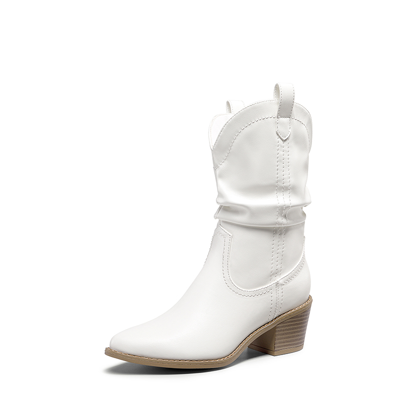 DREAM PAIRS V cut Cuff Mid Calf Cowboy Boots — view 1