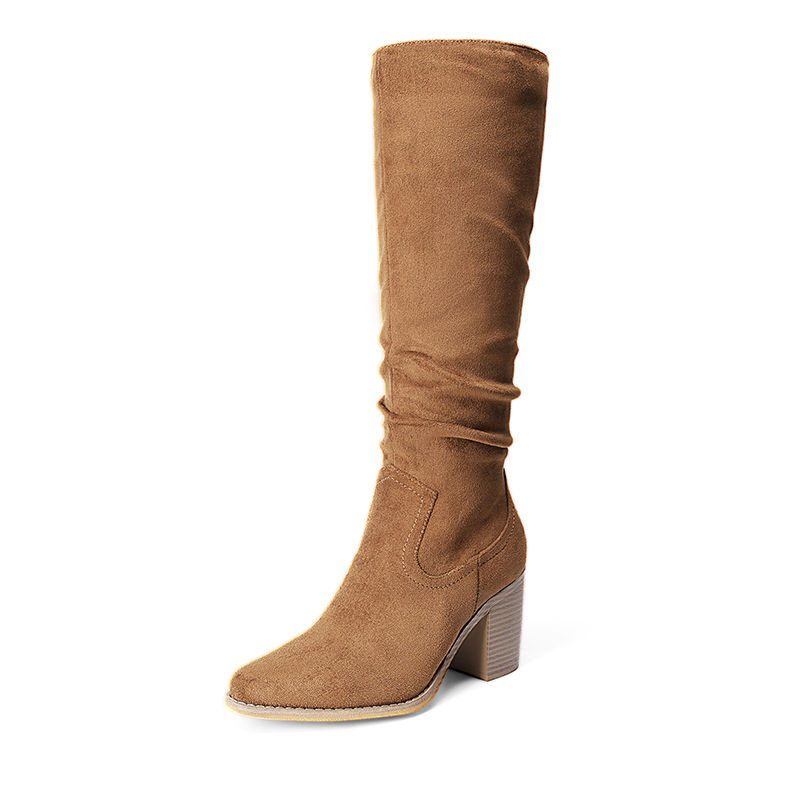 DREAM PAIRS  Suede Snip Toe Knee High Riding Boots