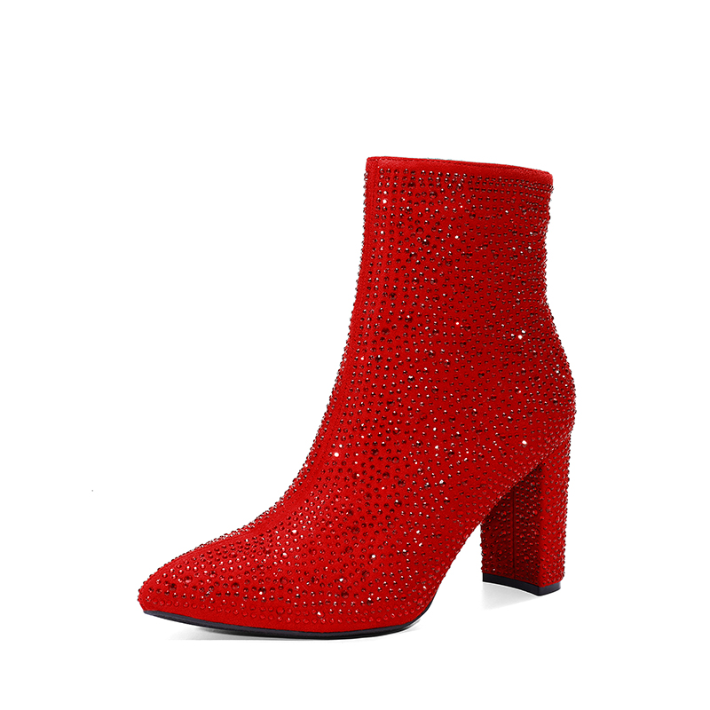 DREAM PAIRS Rhinestone Chunky Heel Ankle Boots — view 1