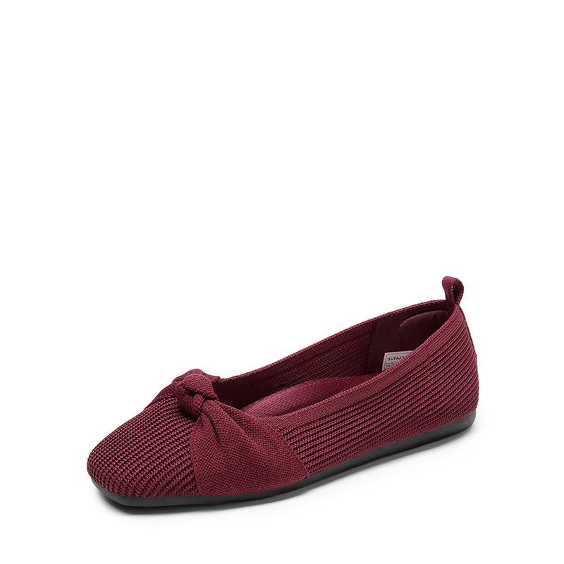 DREAM PAIRS Machine Washable Knit Bow Flats