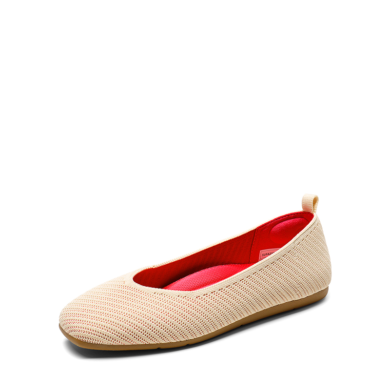 DREAM PAIRS Square Toe Cushioned Knit Flats