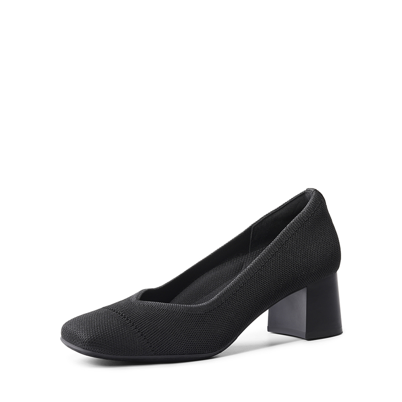 DREAM PAIRS Water Resistant Block Heel Knit Pumps — view 1