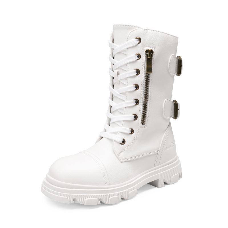 DREAM PAIRS Girls Vegan Leather Combat Ankle Boots