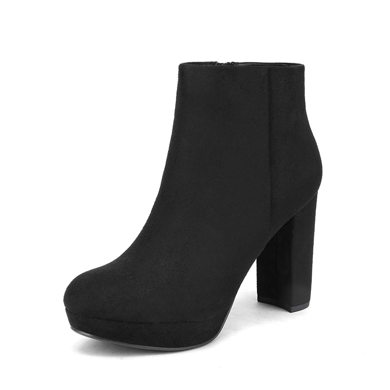 DREAM PAIRS Round Toe High Heel Chunky Ankle Boots — view 1