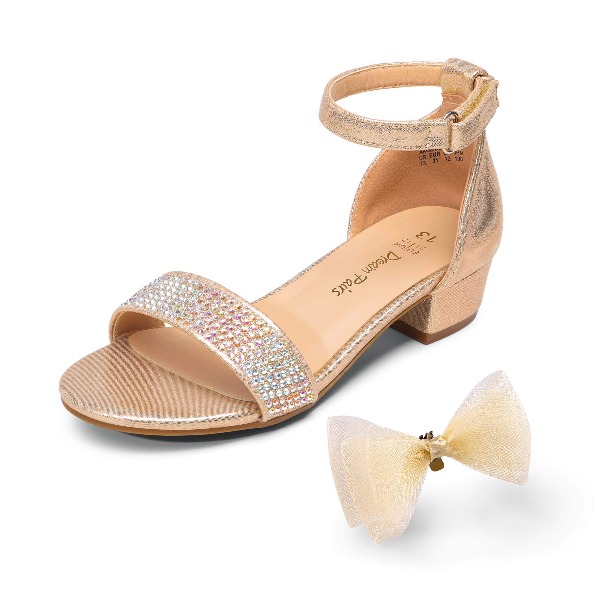 DREAM PAIRS Girls Low Heel Dress Sandals