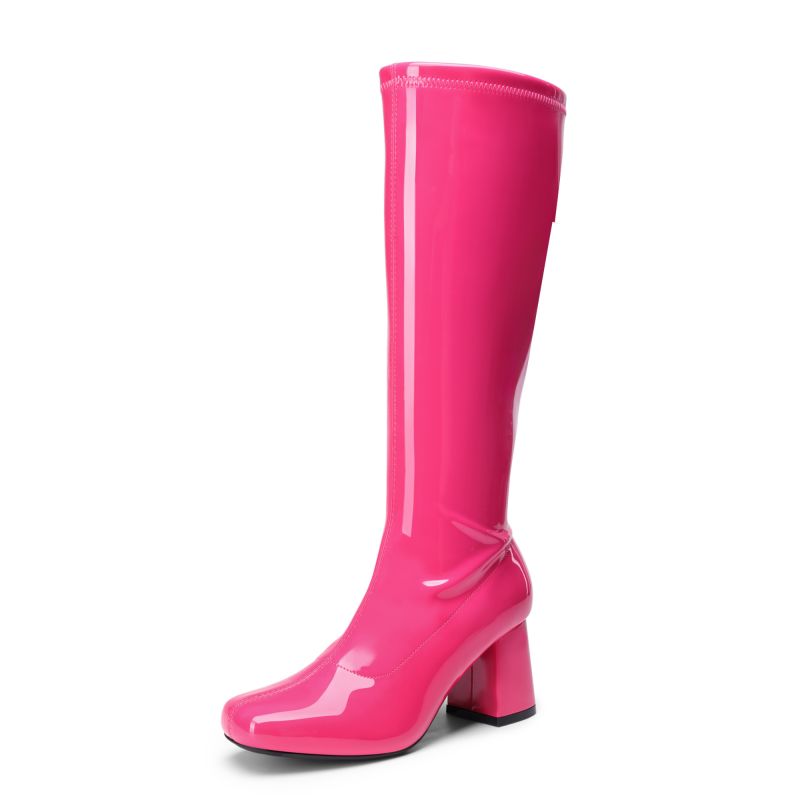 DREAM PAIRS Dreamy Desire Square Toe Chunky Knee High Gogo Boots