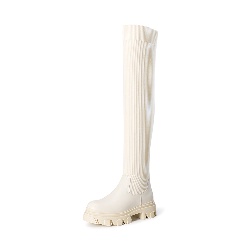DREAM PAIRS Knitted Lug Sole Over The Knee Boots — view 1
