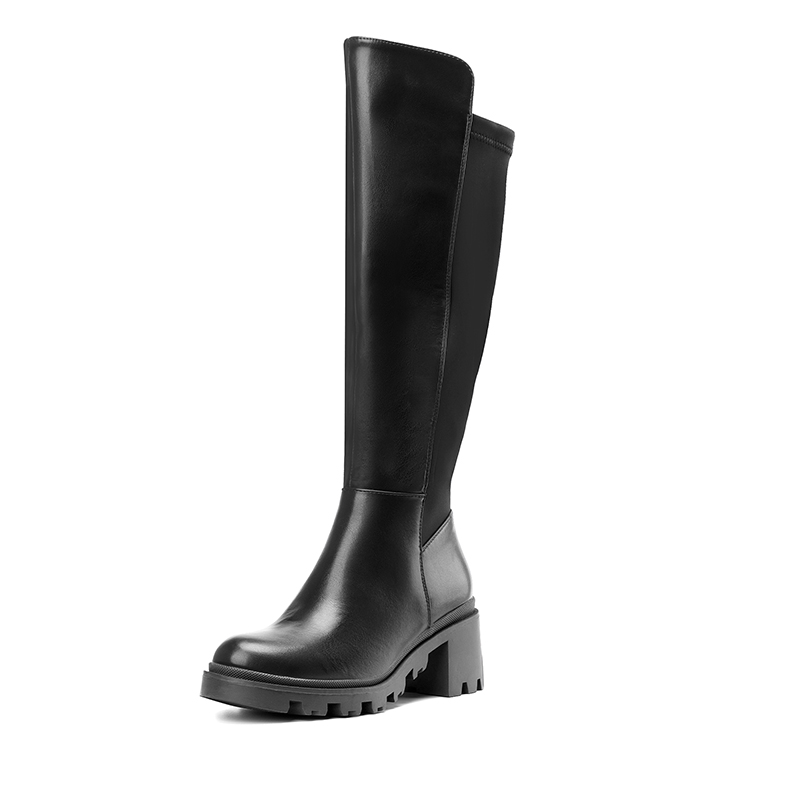 DREAM PAIRS Vegan Leather Chunky Stretch Knee High Boots — view 1