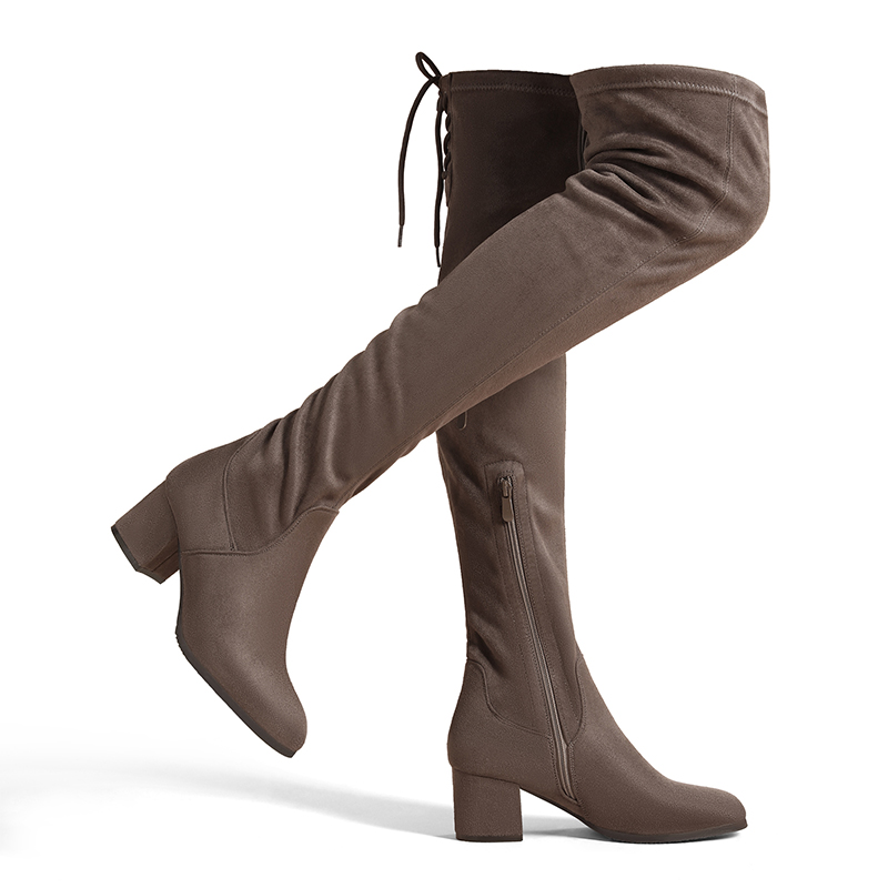 DREAM PAIRS Laurence Chunky Heel Thigh High Boots