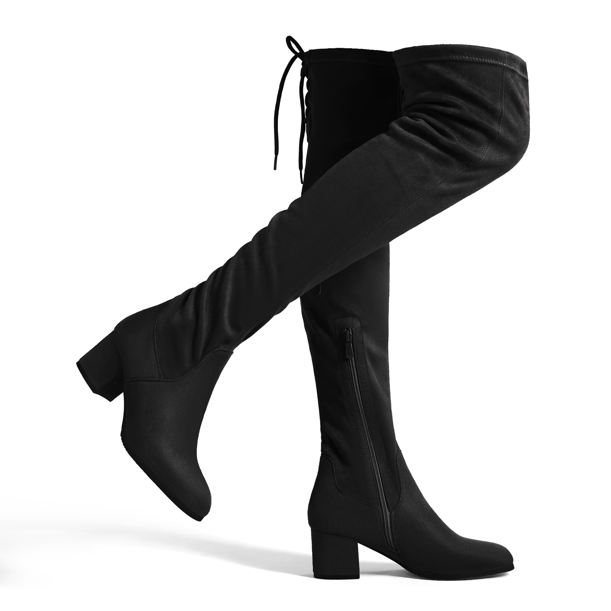 DREAM PAIRS Laurence Chunky Heel Thigh High Boots — view 1