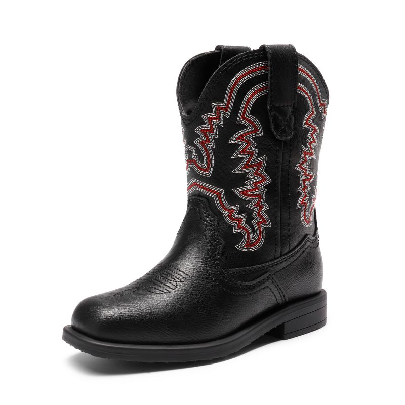 DREAM PAIRS Kids Square Toe Western Cowboy Boots