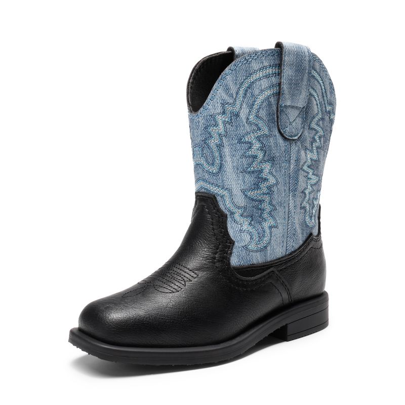 DREAM PAIRS Kids Square Toe Western Cowboy Boots
