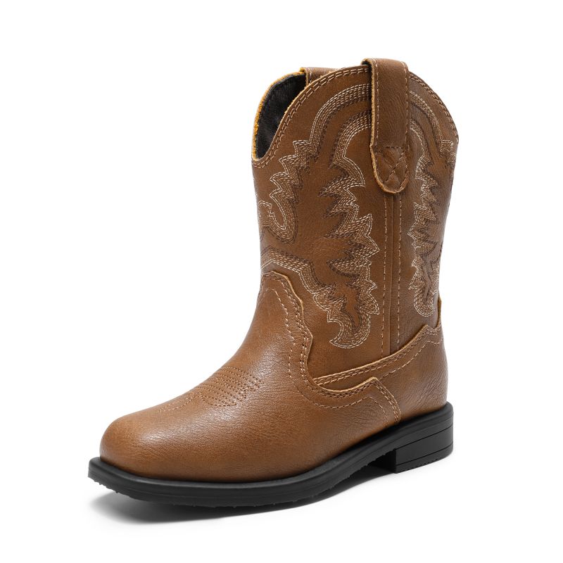 DREAM PAIRS Kids Square Toe Western Cowboy Boots