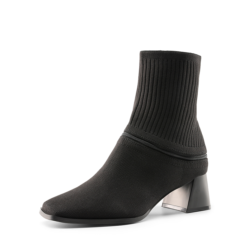 DREAM PAIRS Waterproof Block Heel Knit Ankle Boots — view 1