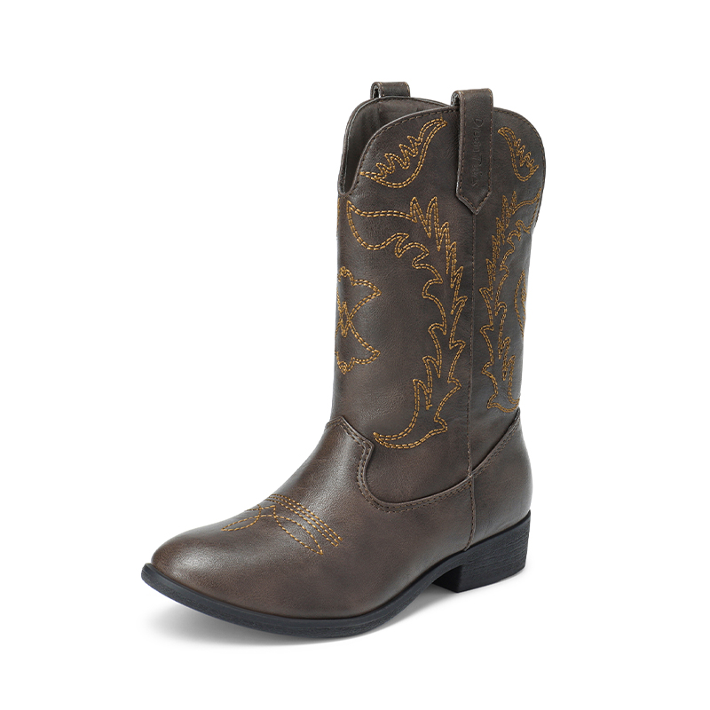 DREAM PAIRS Mid Calf Kids Cowboy Riding Boots