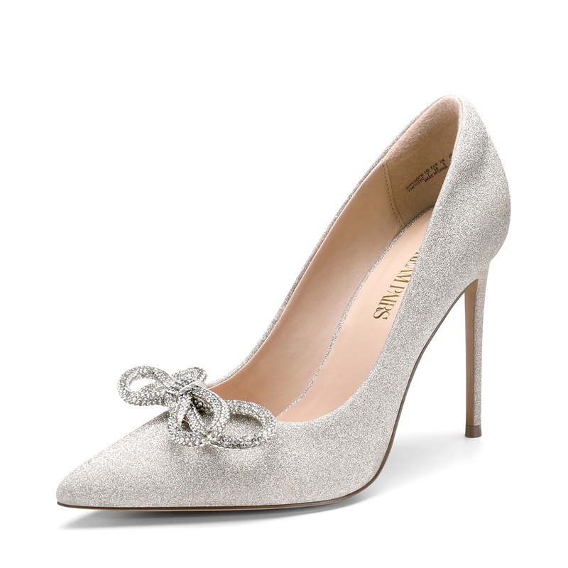 DREAM PAIRS Rhinestone Bows Stiletto Pumps