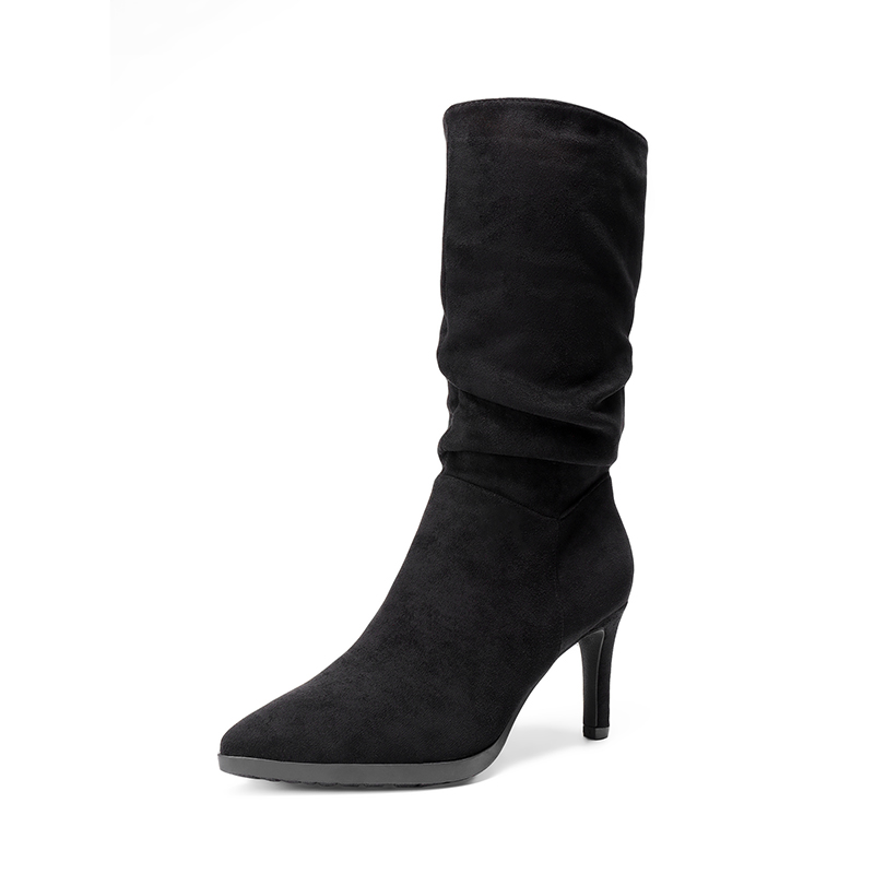 DREAM PAIRS Wrinkle Design Pointed Toe Mid Calf Boots — view 1