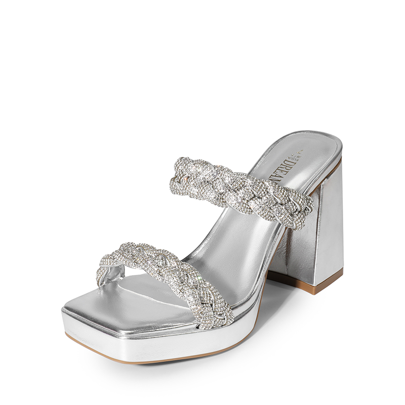 DREAM PAIRS Rhinestone Braided Strap Heel Sandals — view 1