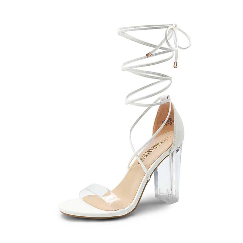 DREAM PAIRS Lace Up Transparent Heel Sandals — view 1