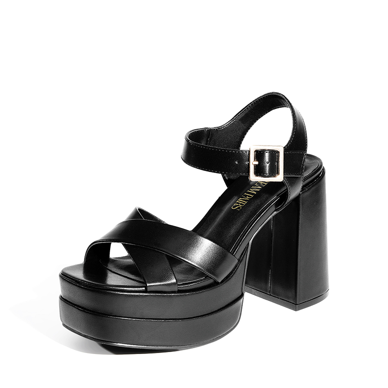 DREAM PAIRS Square Toe Ankle Strap Platform Chunky Heel Sandals — view 1