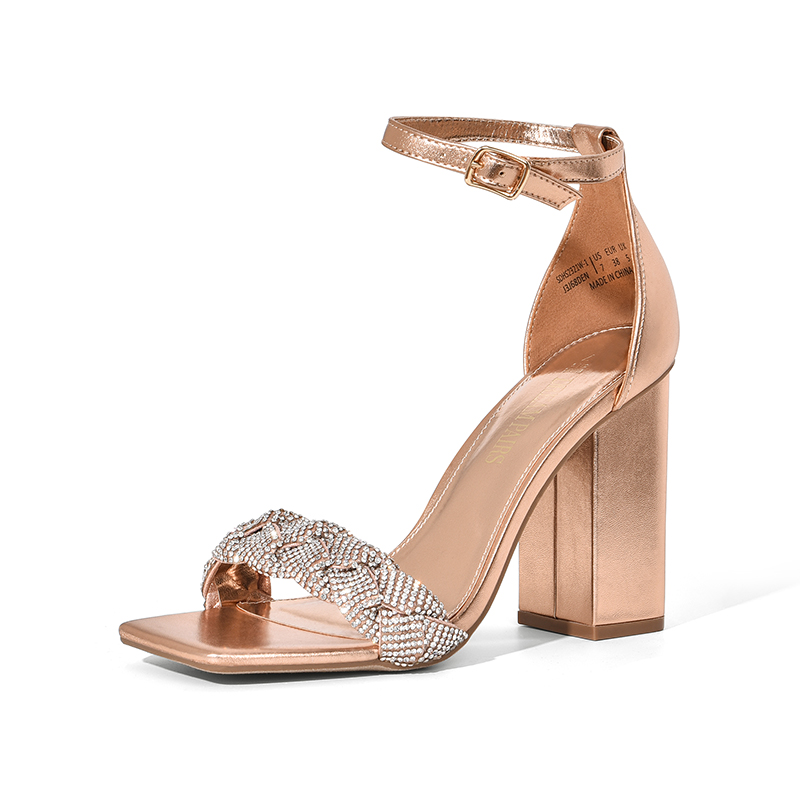 DREAM PAIRS Braided Ankle Strap Block Heel Sandals