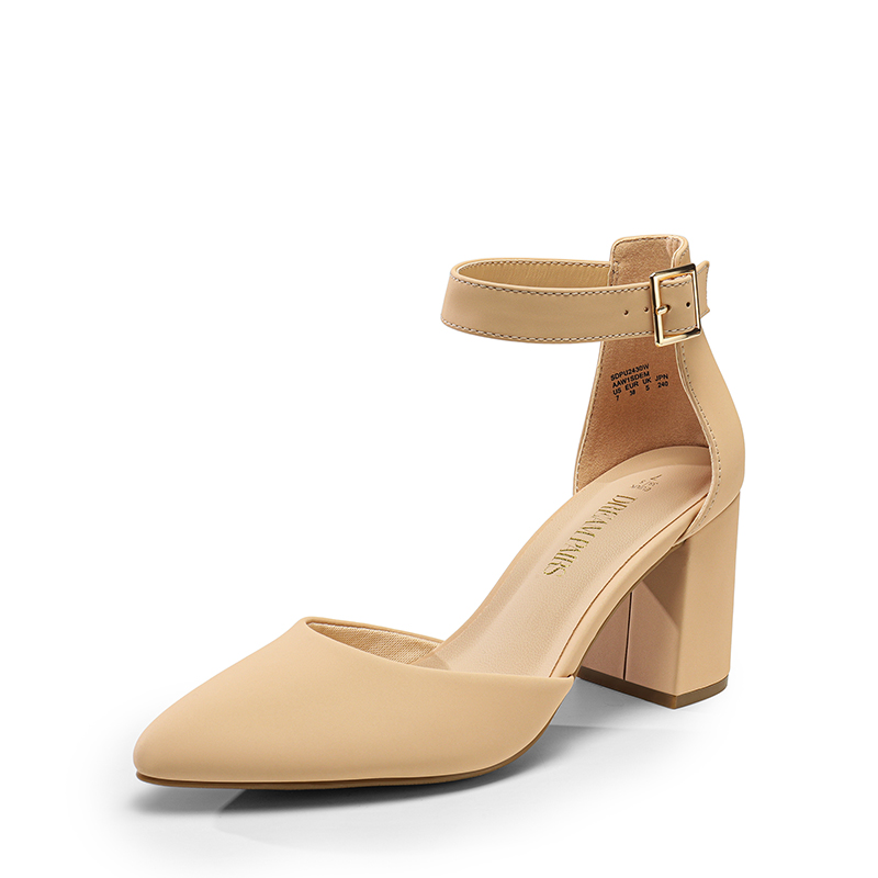 DREAM PAIRS Pointed Toe Chunky Mid Heel Pumps