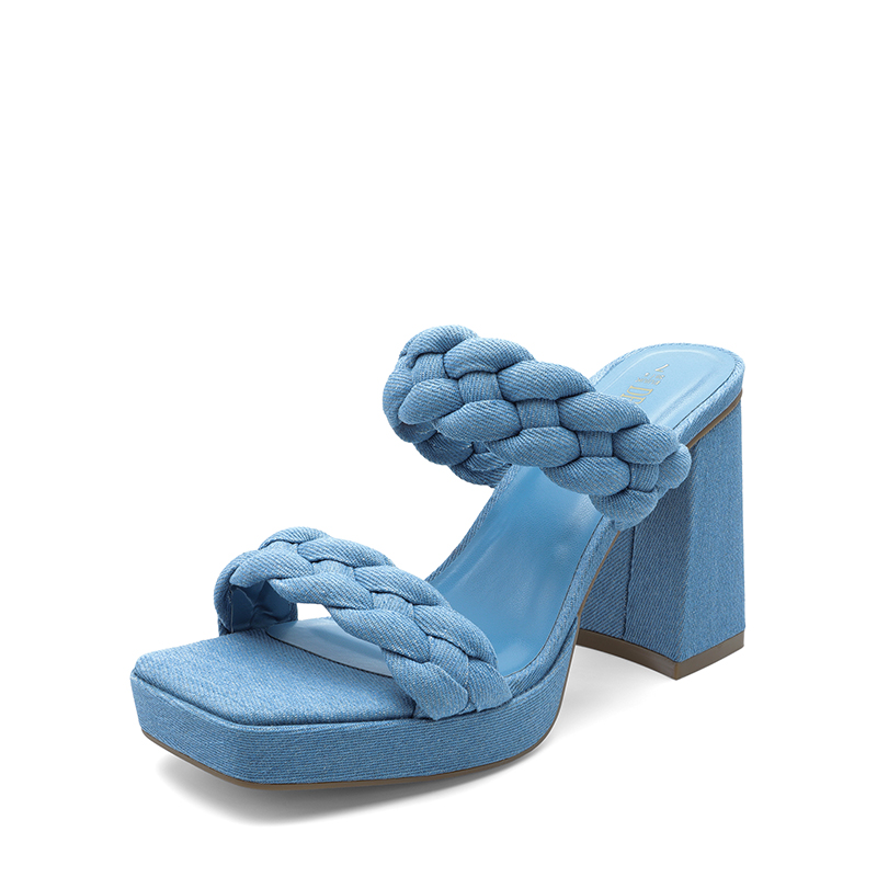 DREAM PAIRS Two Braided Strap Platform Heels