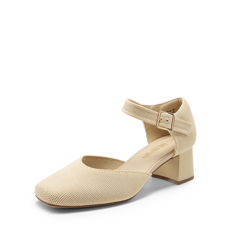 DREAM PAIRS Square Toe Knitted Block Heel Pumps — view 1