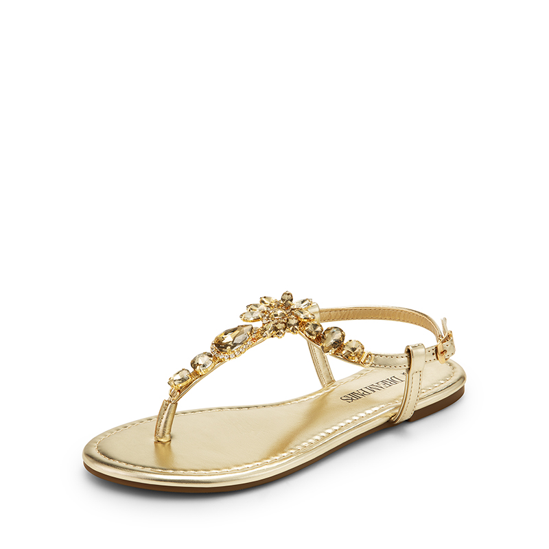 DREAM PAIRS Rhinestone T Strap Flat Sandals — view 1