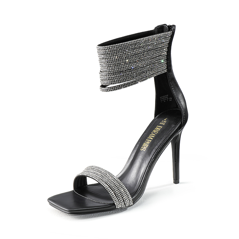 DREAM PAIRS Sparkling Rhinestone Straps Heeled Sandals — view 1
