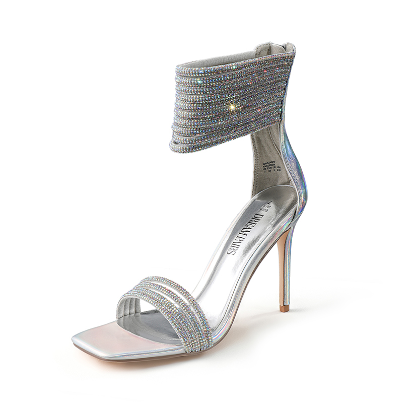 DREAM PAIRS Sparkling Rhinestone Straps Heeled Sandals