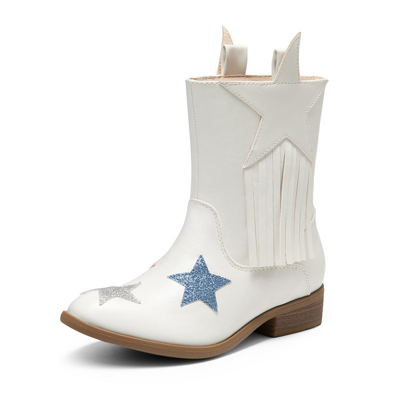 DREAM PAIRS Kids Star Tassel Cowgirl Boots