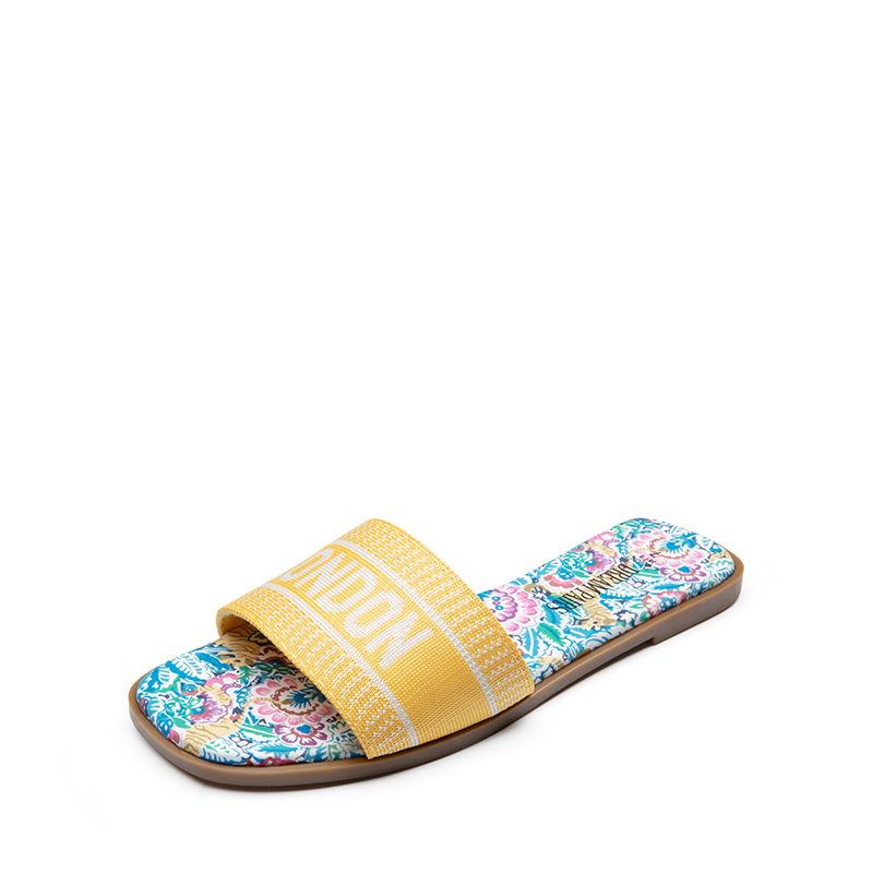 DREAM PAIRS Square Toe Flat Slide Sandals