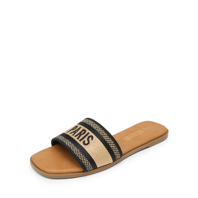 DREAM PAIRS Square Toe Flat Slide Sandals — view 1