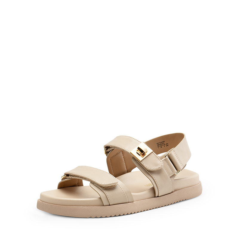 DREAM PAIRS Hook And Loop Straps Flat Sandals