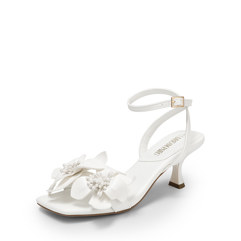 DREAM PAIRS Flower Kitten Heel Sandals