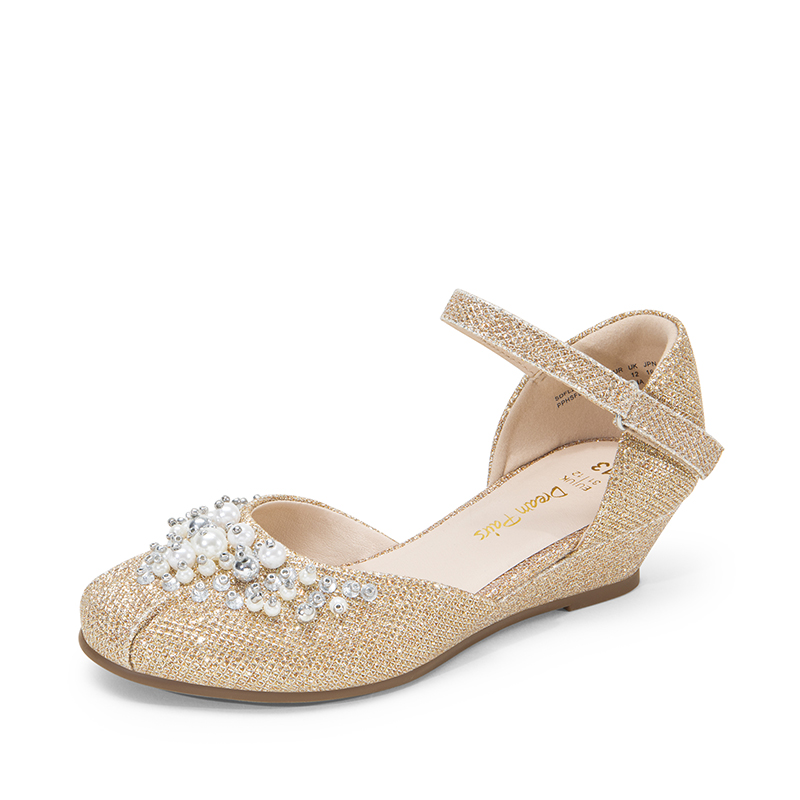 DREAM PAIRS Girls Pearl Low Wedge Shoes
