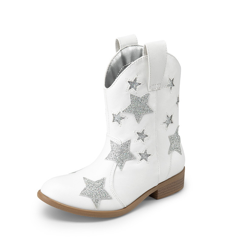 DREAM PAIRS Kids Chic Glitter Western Boots