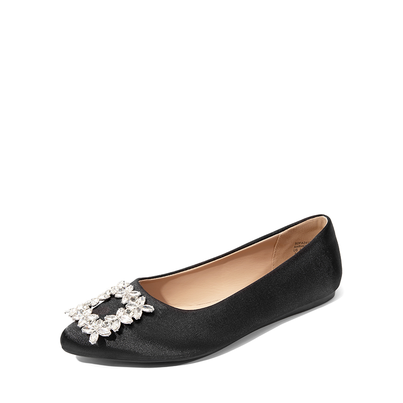 DREAM PAIRS Rhinestone Square Buckle Flats — view 1